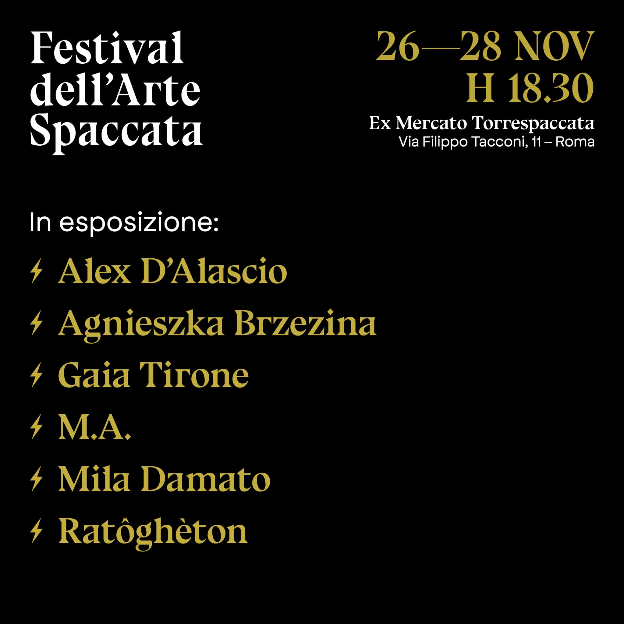 Festival dell'Arte Spaccata, Arti visive e Musica, Artisti, 26-28 novembre 2021