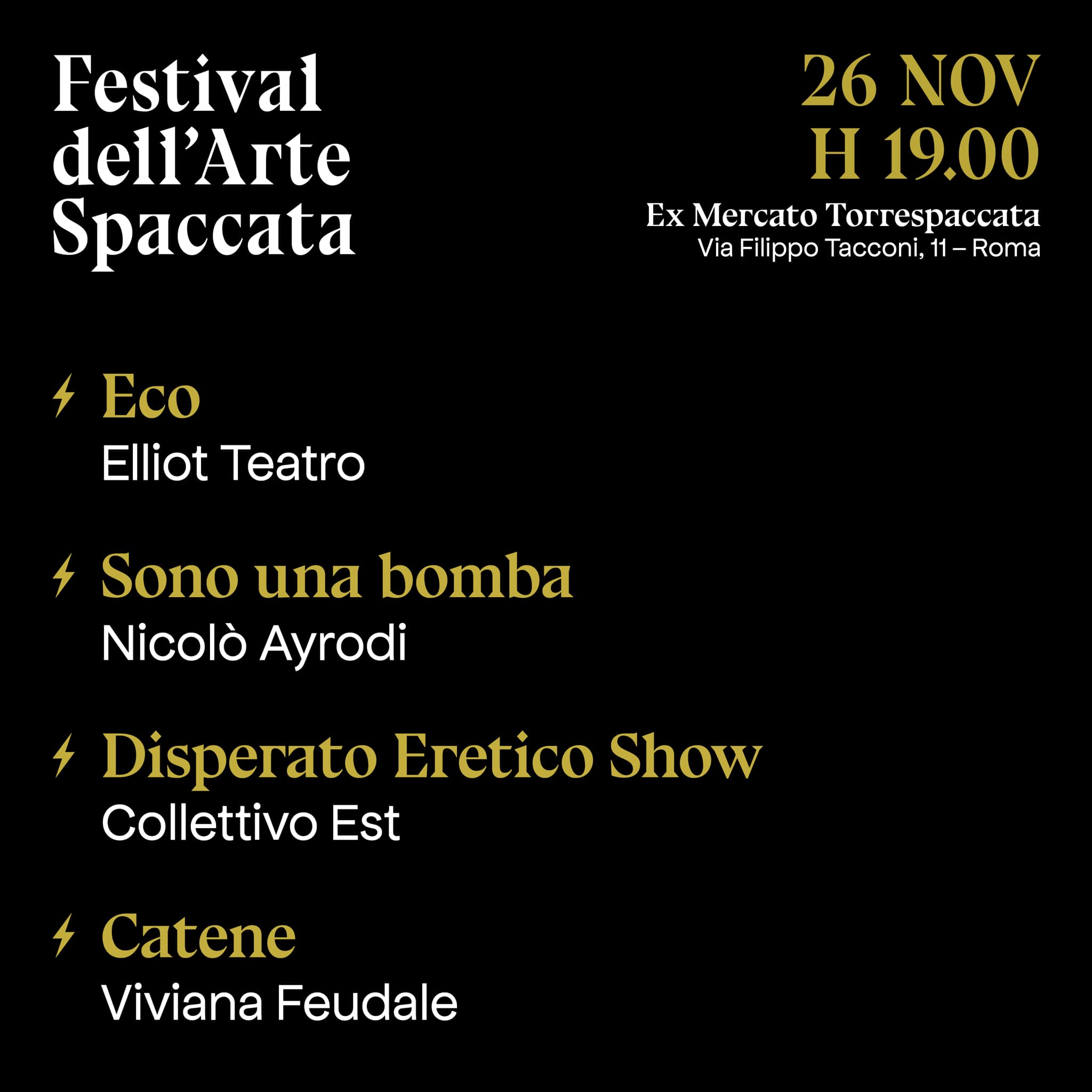 Festival dell'Arte Spaccata, Corti Teatrali, 26 novembre 2021