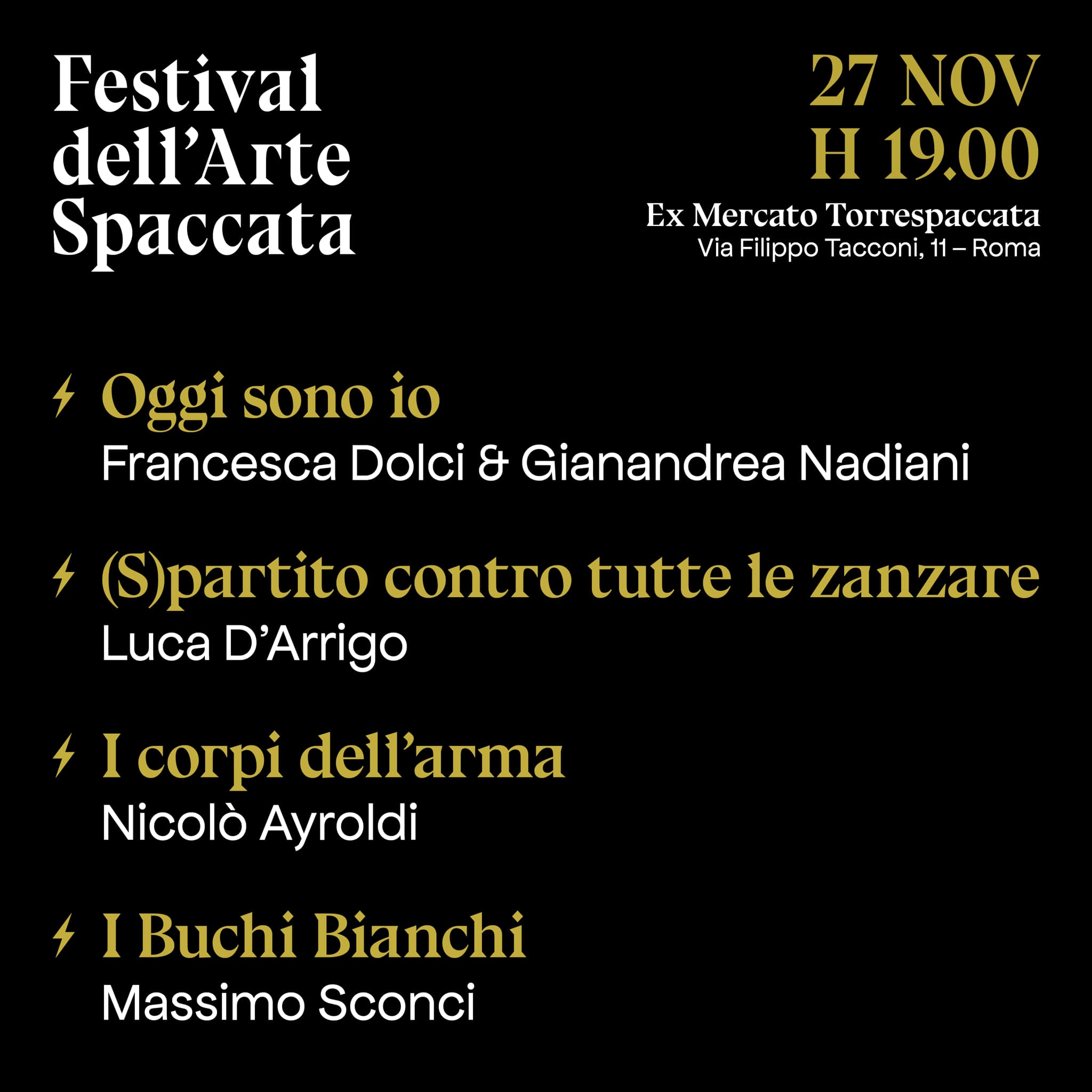 Festival dell'Arte Spaccata, Corti Teatrali, 27 novembre 2021