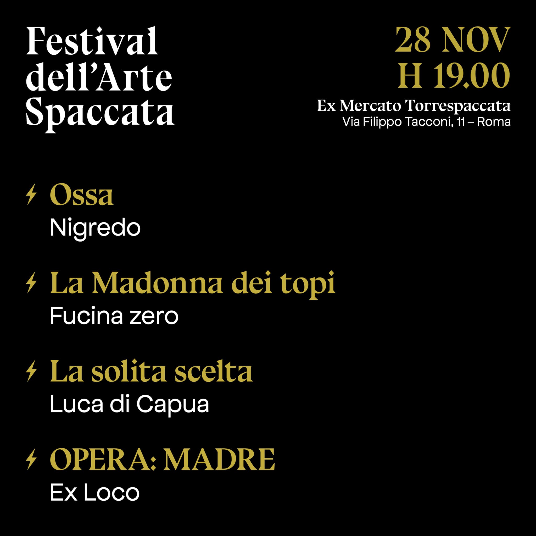 Festival dell'Arte Spaccata, Corti Teatrali, 28 novembre 2021